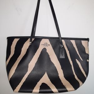 Coach zebra print large tote